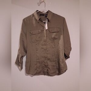New York & Company Men's Khaki Button-Down Shirt